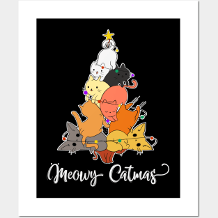 Funny cute meowy christmas tree Posters and Art
